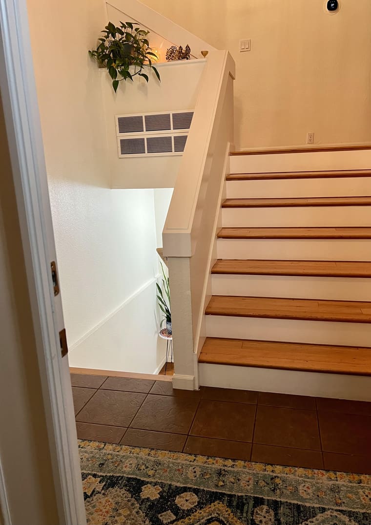 Stairs facing the front door